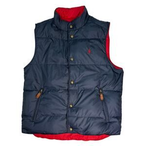 Polo Ralph Lauren Men’s Reversible Down Vest M Red Navy Blue Puffer